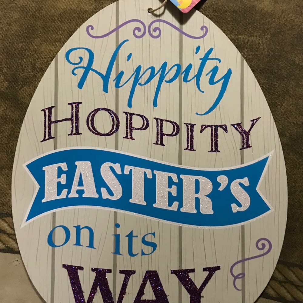 Rustic Wooden Egg Sign for Easter-Hippity Hoppity